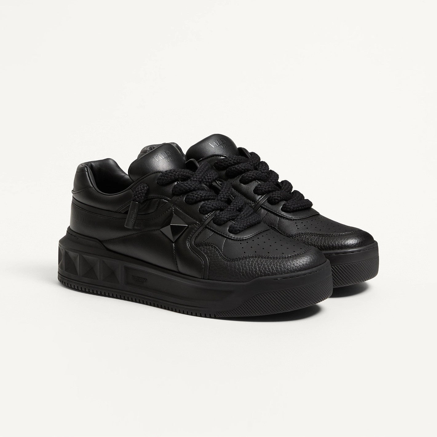 Valentino ONE STUD  Men's And Women's Spring/fall Fashion Casual Round Toe Lace Up Flat Low Top Leather Thick Laced Sneakers Shoes #79276