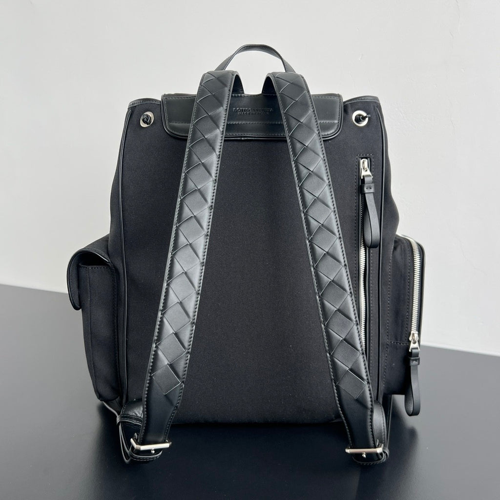 Bottega Veneta Crossroad Multi-Pocket Nylon Backpack Woven Leather Adjustable Straps #333014