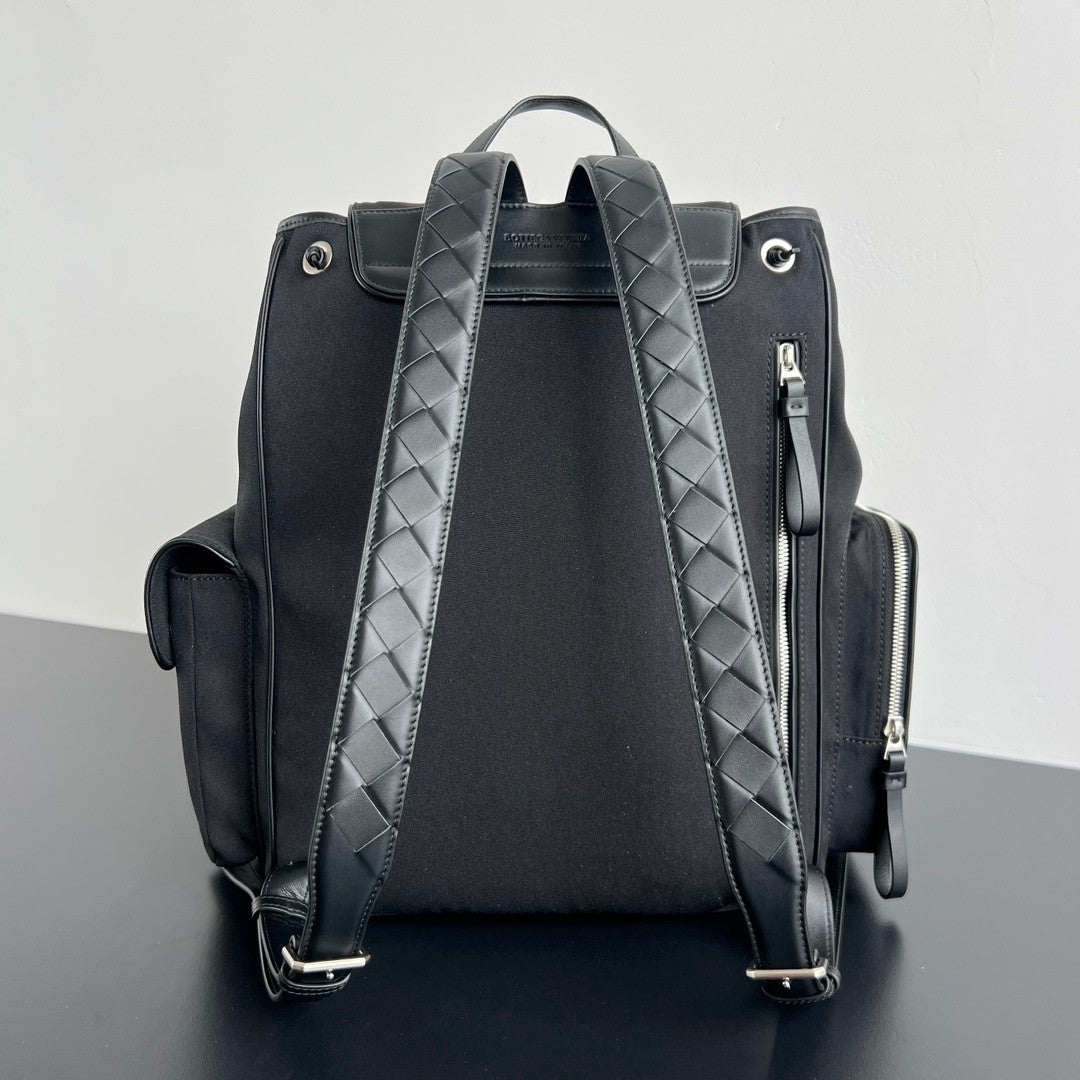 Bottega Veneta Crossroad Multi-Pocket Nylon Backpack Woven Leather Adjustable Straps #333014