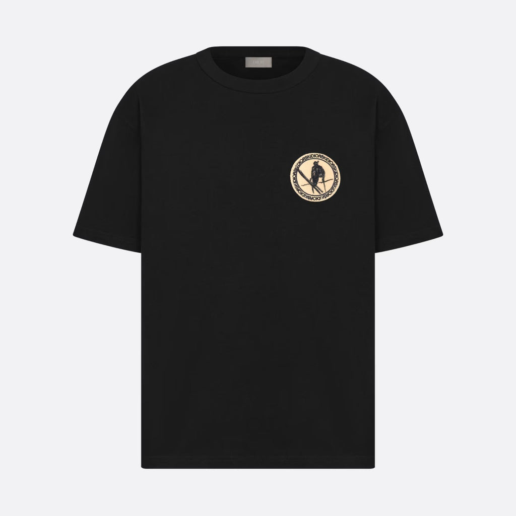 Dior Men's Summer Embroidered Round Label Solid Colour Round Neck Cotton Short Sleeve T-Shirt #97823