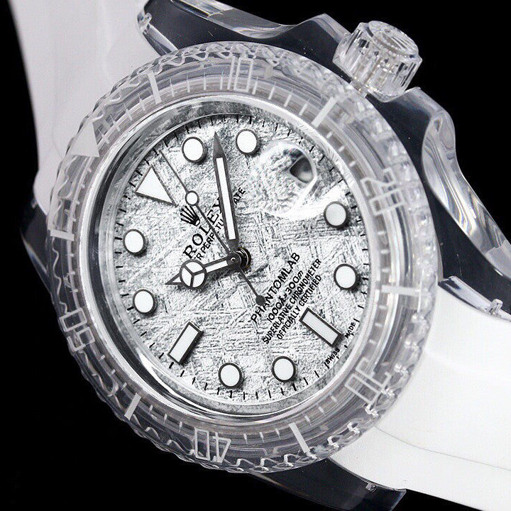 Rolex glass crystal series white tape plus transparent tape blue luminous watch accessories jewelry #82249