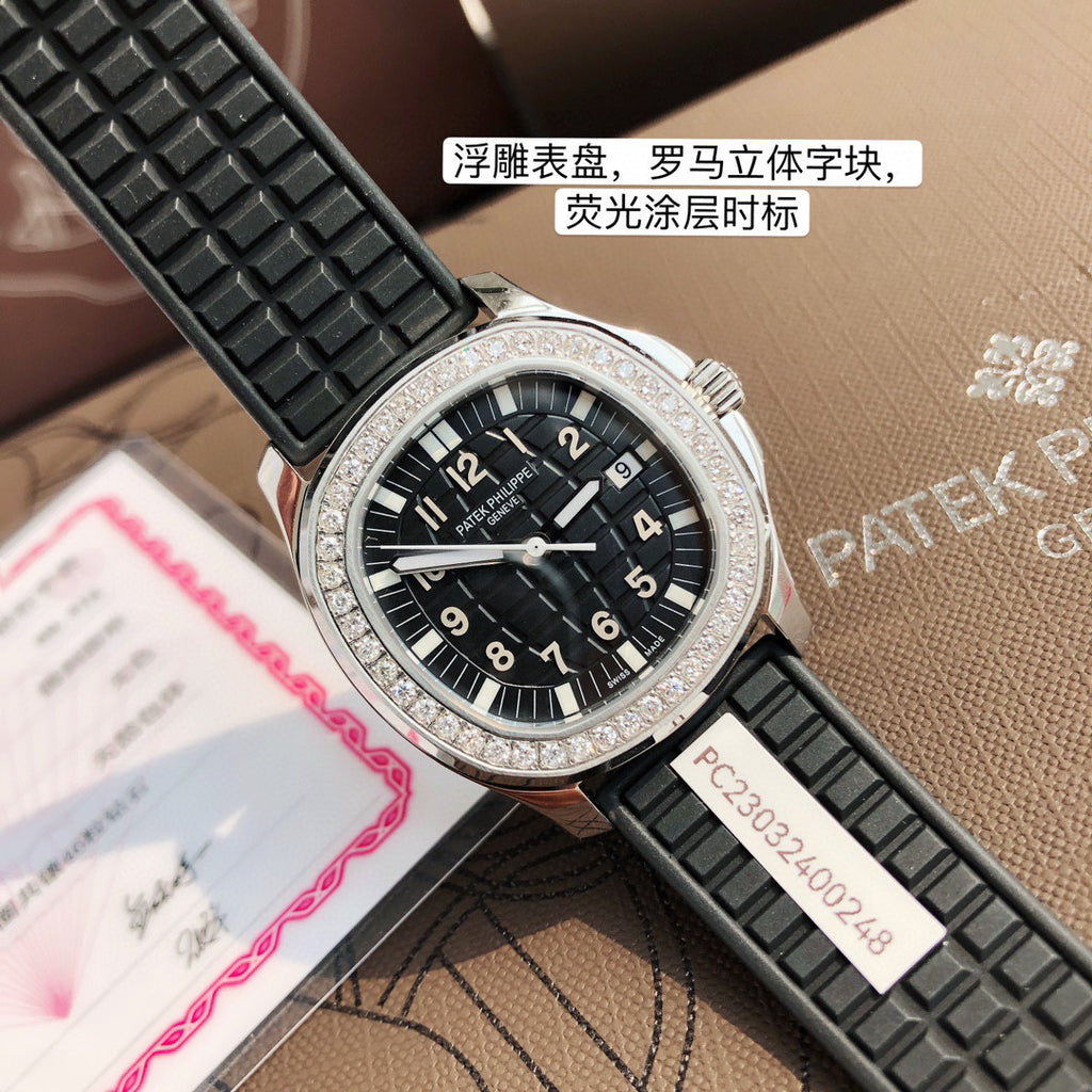 Patek Philippe Mechanical Watches With Diamonds On Silicone Straps Watch #96352