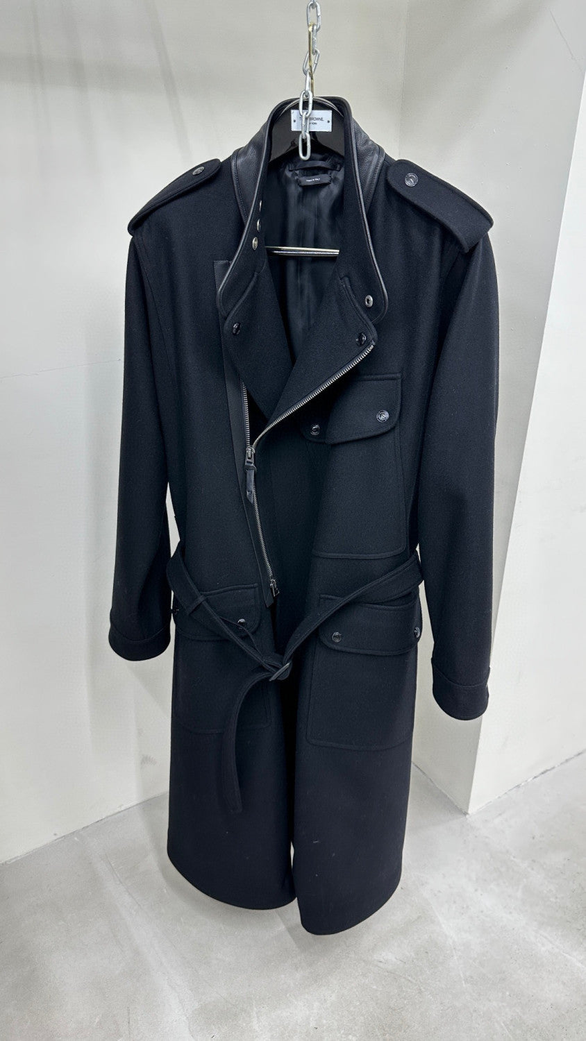 Tom Ford Solid Color Slanted Zipper Long Coat Ngvp #6779