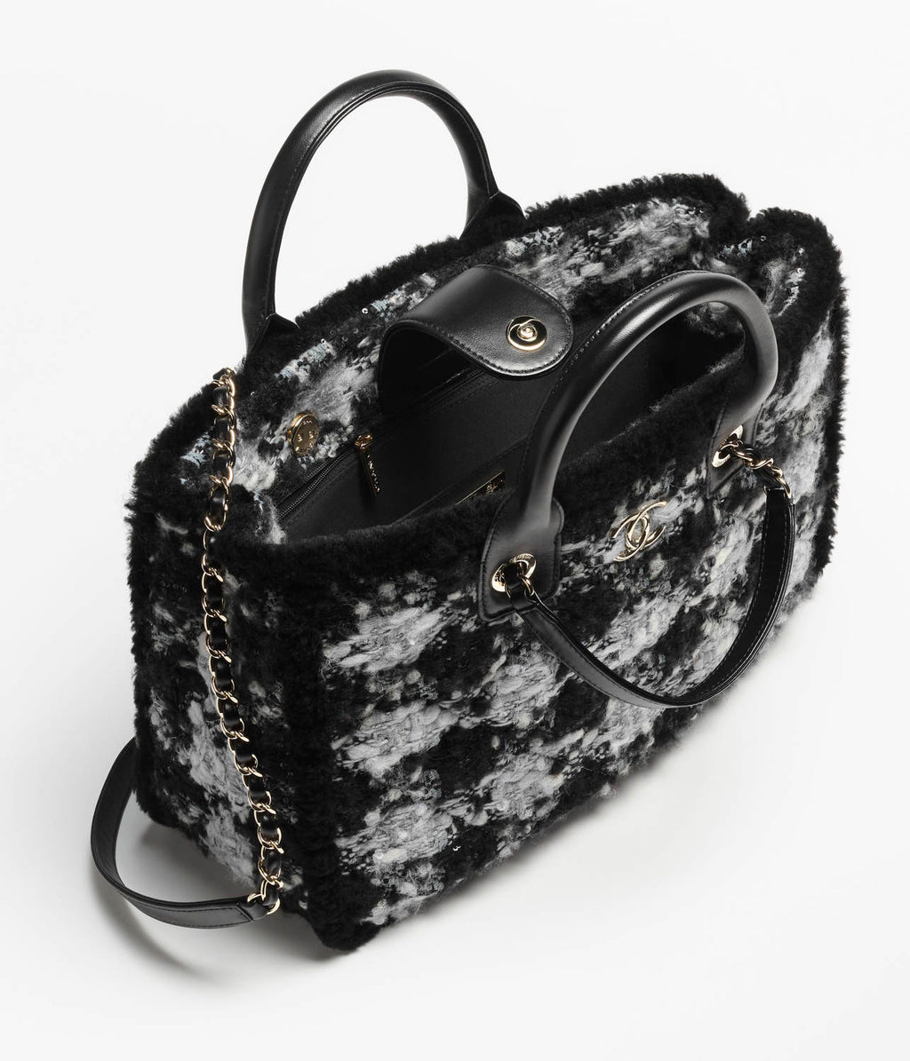 Chanel Small Tote Tweed Shearling Lambskin #376286