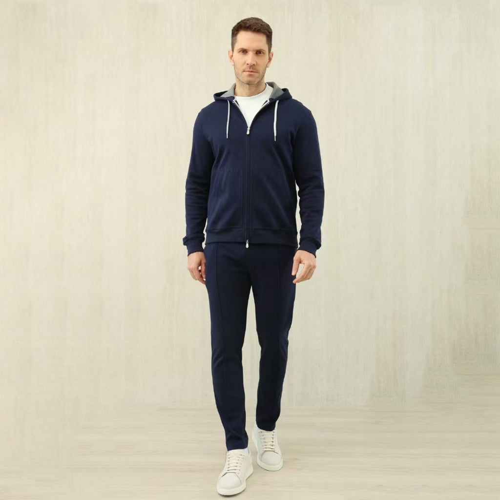 Brunello Cucinelli Men's Solid Colour Hooded Zip Sweatshirt Jacket Drawstring Comfort Straight Trousers Pants Sweatpants Suit Set  #81324