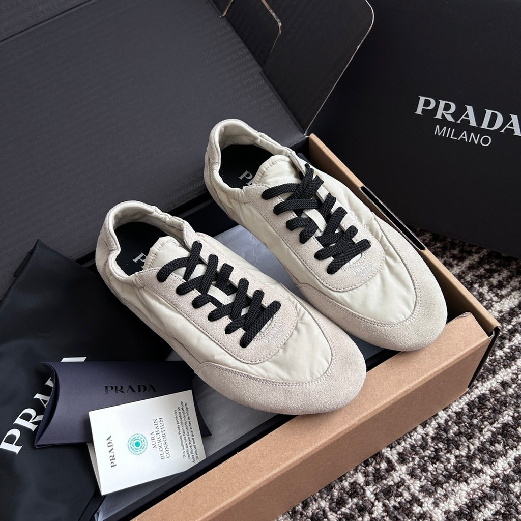Prada Women's Spring/Fall Fashion Casual Round Toe Lace Up Mesh Print Logo Cotton Laced Sneakers Shoes #78481