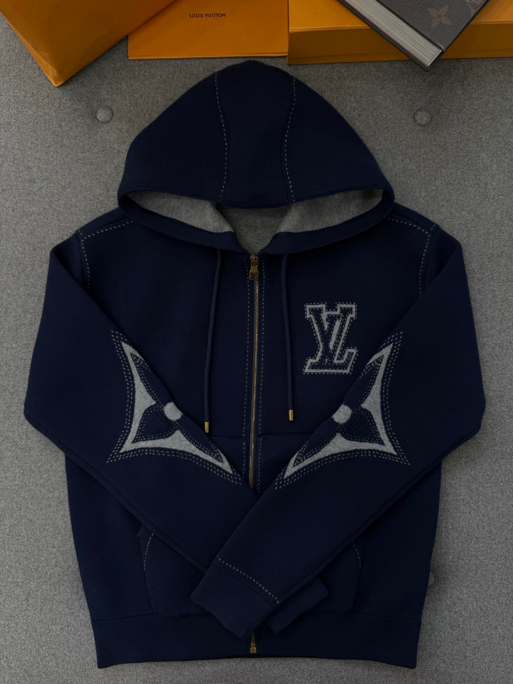 Louis Vuitton Graphic Intarsia Zipped Cotton Hoodie #334469