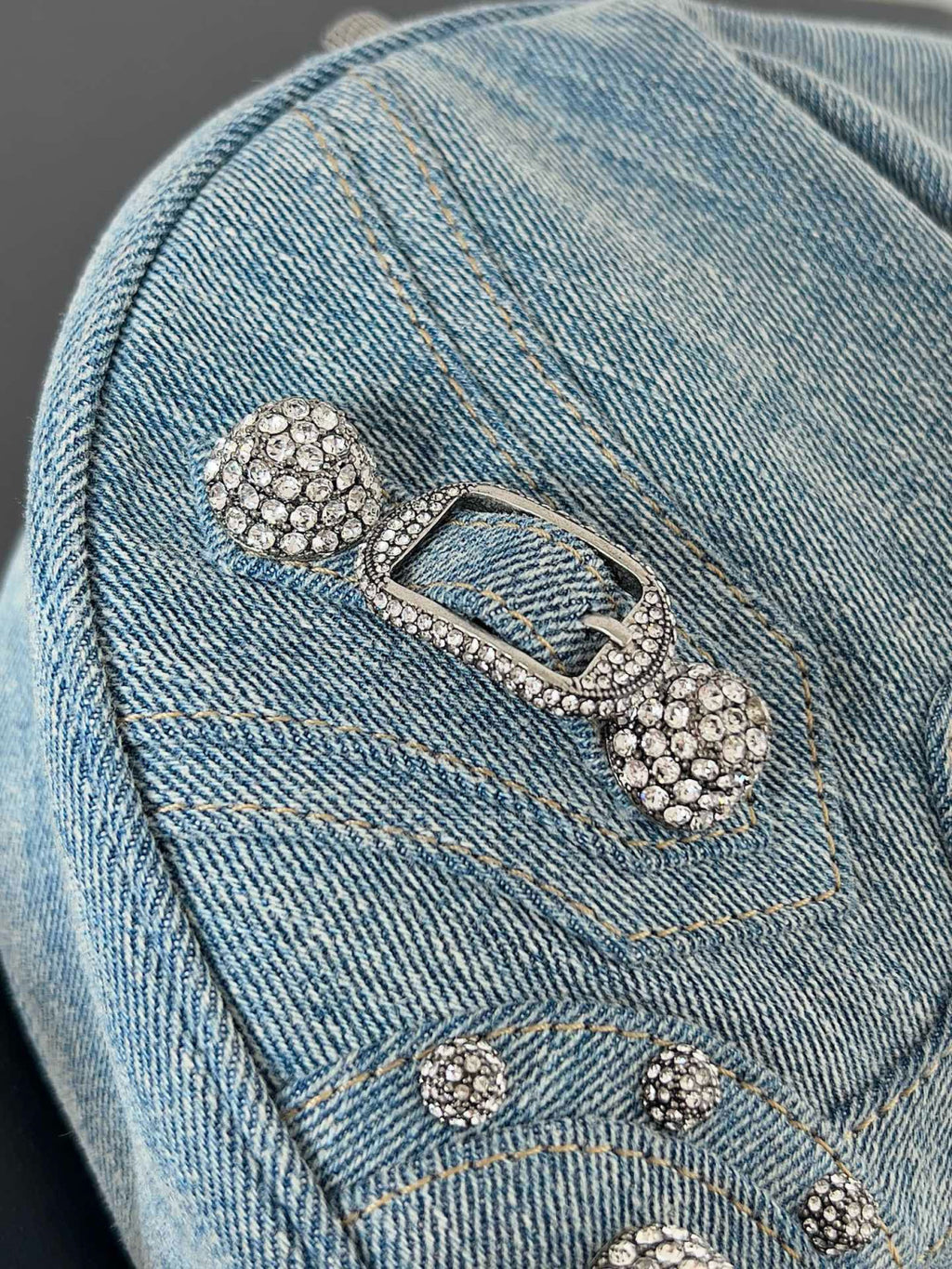 Balenciaga Le Cagole Women's Solid Colour Washed Worn Edge Adjustable Shoulder Strap Denim Shoulder Bag Armpit Bags #76769