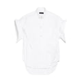 Balenciaga Men's Women's Spring Summer Autumn Lapel Fit White Cotton Poplin Round Hem Folded Sleeve Shirt Ngvp #1399