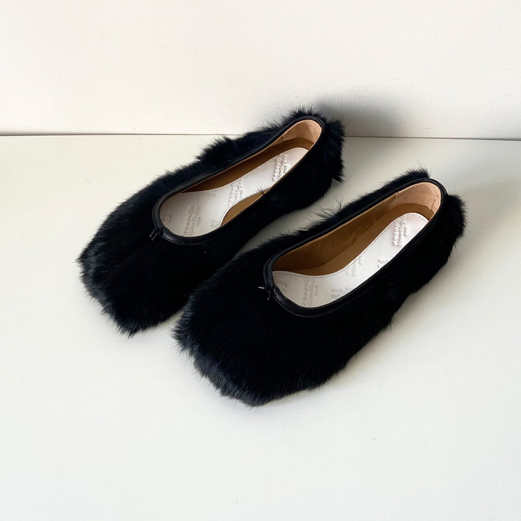 Maison Margiela Spring And Autumn Plush Split Toe Shoes Fashion Casual Comfortable Flat Shoes Solid Colour Temperament Women's Shoes #81148
