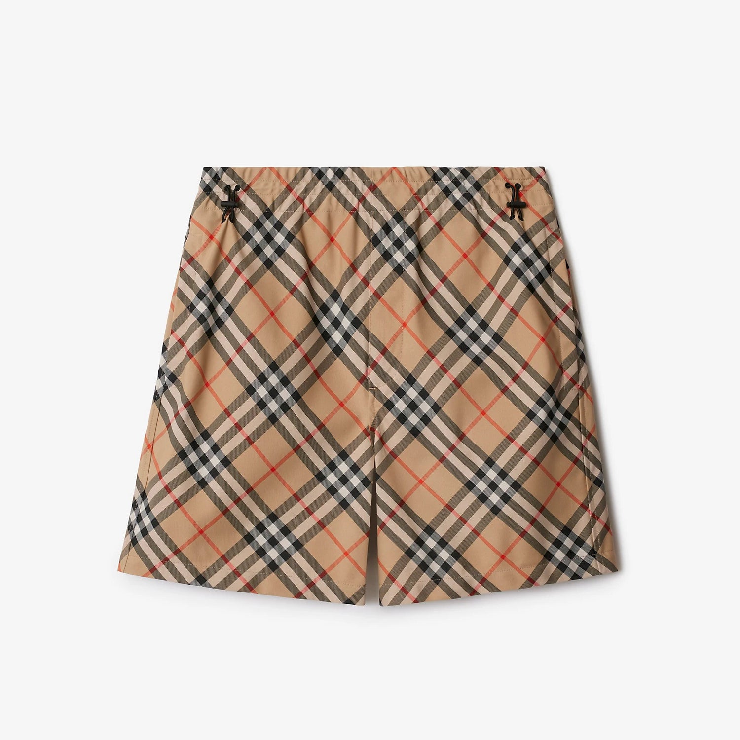 Burberry Men's Summer Checkered Print Drawstring Embroidered Knight Pattern Pocket Casual Shorts #77511