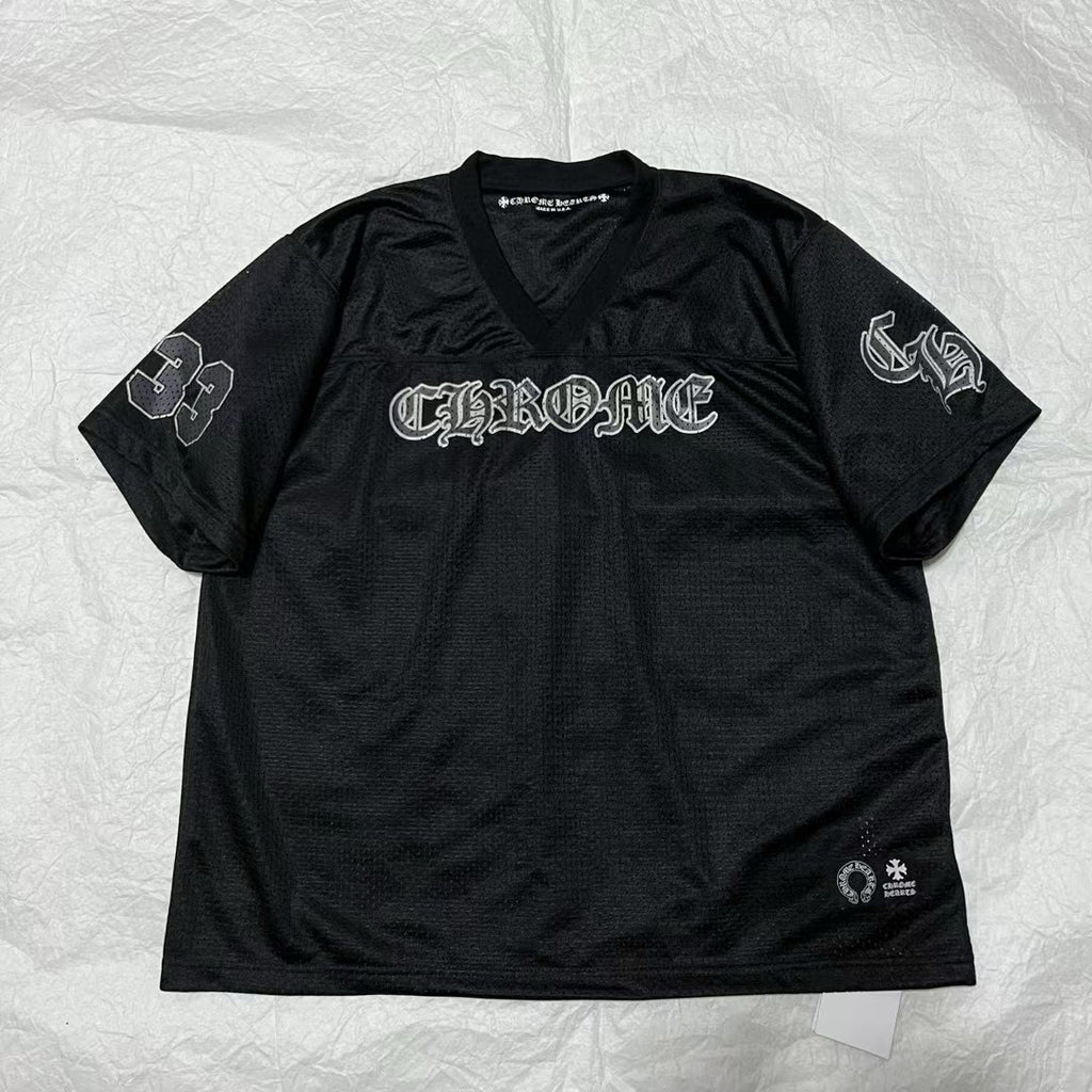 Chrome Hearts Men's Women's Hockey Jerseys Collection Silver Plated Short Sleeve Long Sleeve Black T-Shirt #98519