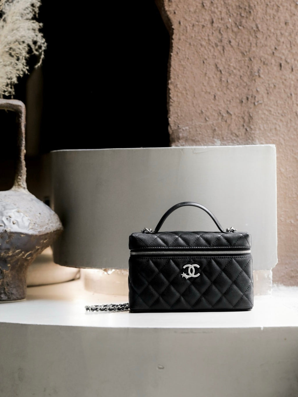 Chanel Meteor Series Star Lunchbox Bag Cosmetic Bag Box Luxury Black Leather Premium Banquet Bags Ap4854 #81422
