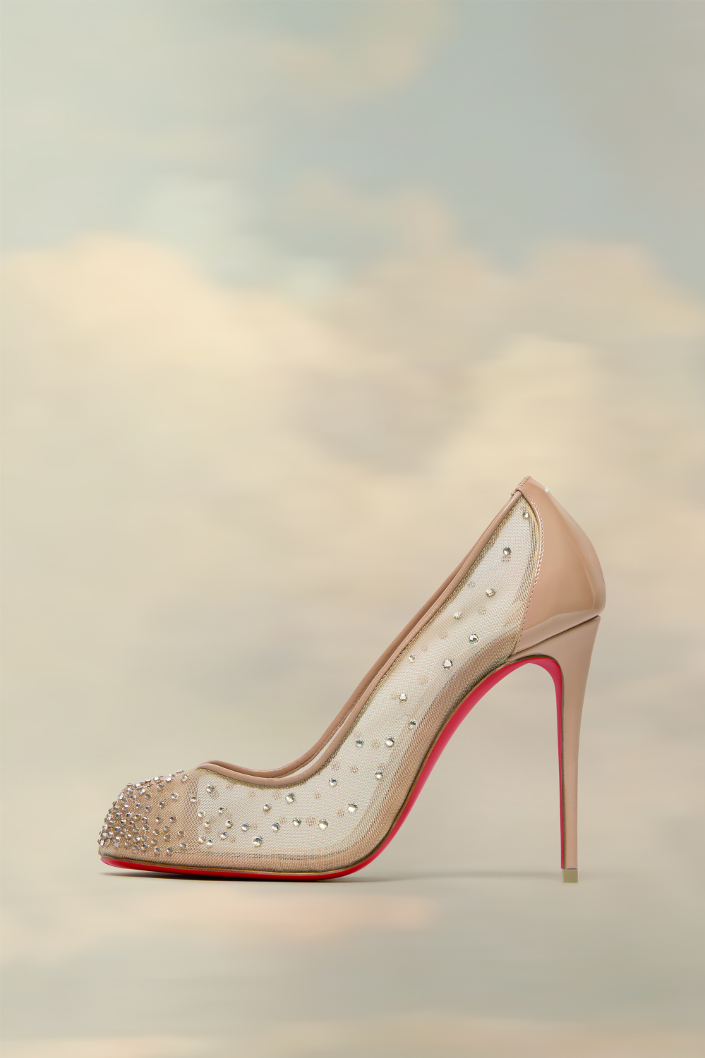 Christian Louboutin X Maison Margiela Women's Bridiela Una Strass High Heels Spring Summer Autumn Round Toe Calfskin Pure Color Split Toe Fine Heel 10cm High Heeled Single Shoes Ngvp #1546