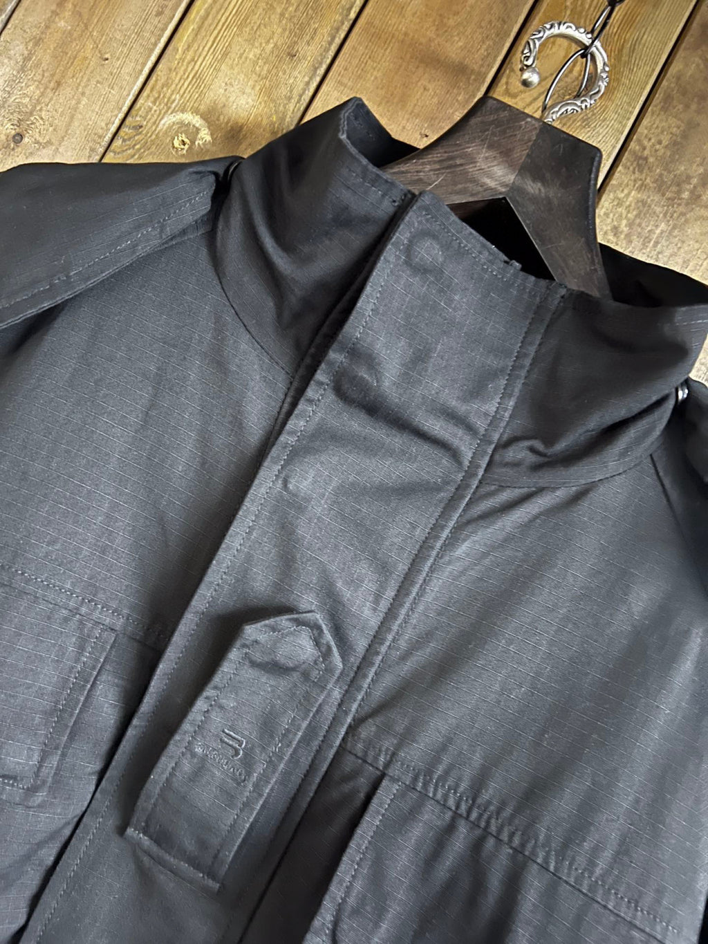 Balenciaga Black Long Loose Hooded Work Coat Ngvp #6658