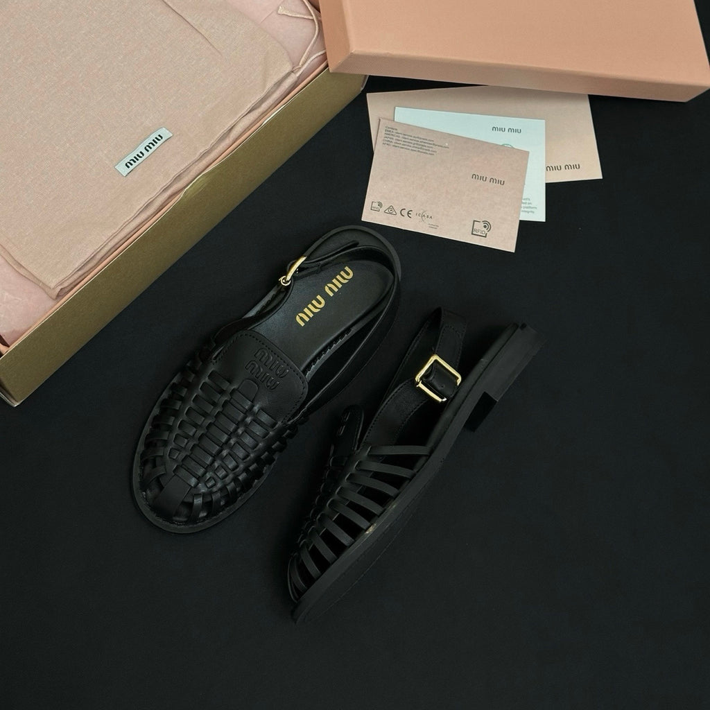 MiuMiu Coffee Leather Slingback Loafers #386850