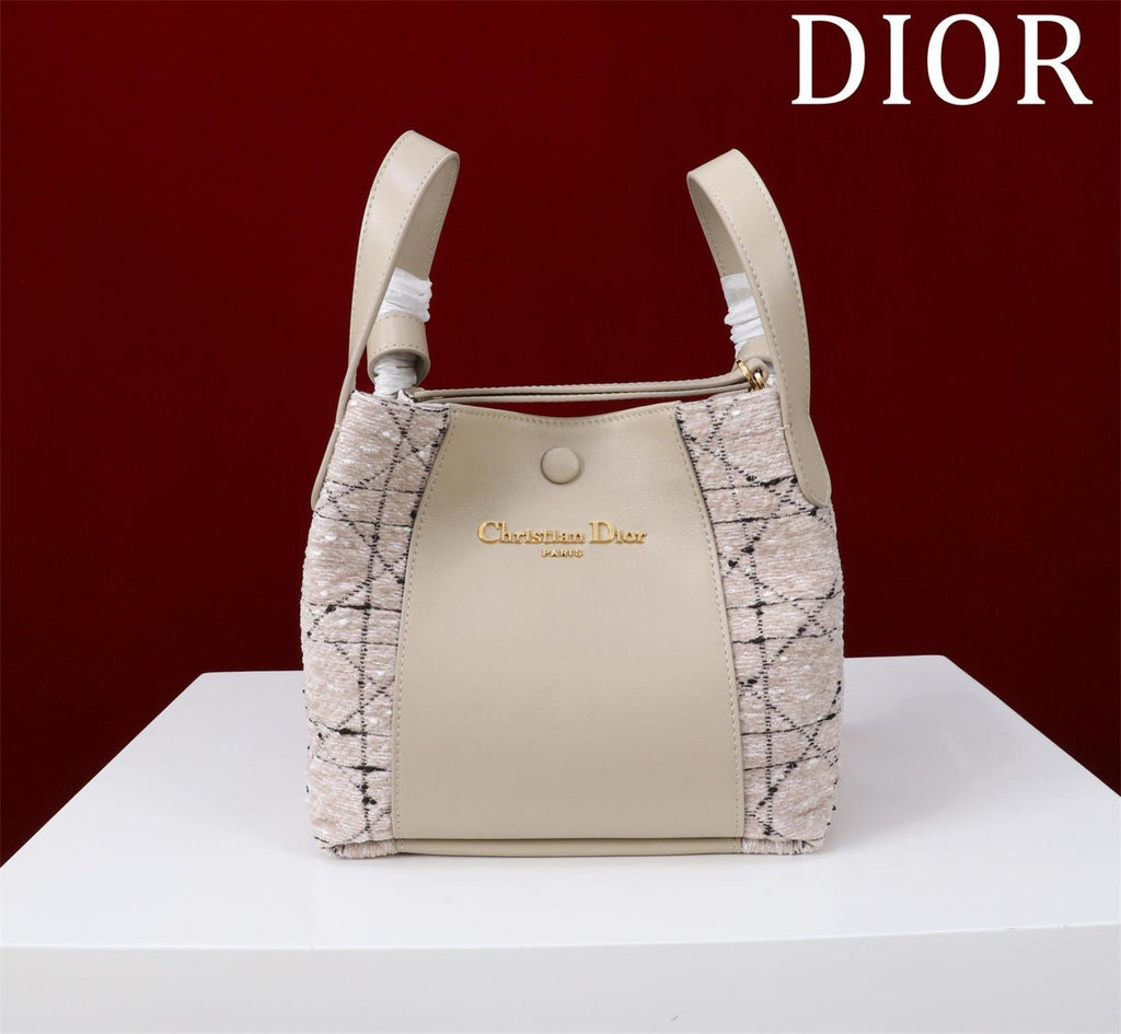 Dior Women's Solid Color Tweed & Leather Tote Shoulder Bag Bags #75973