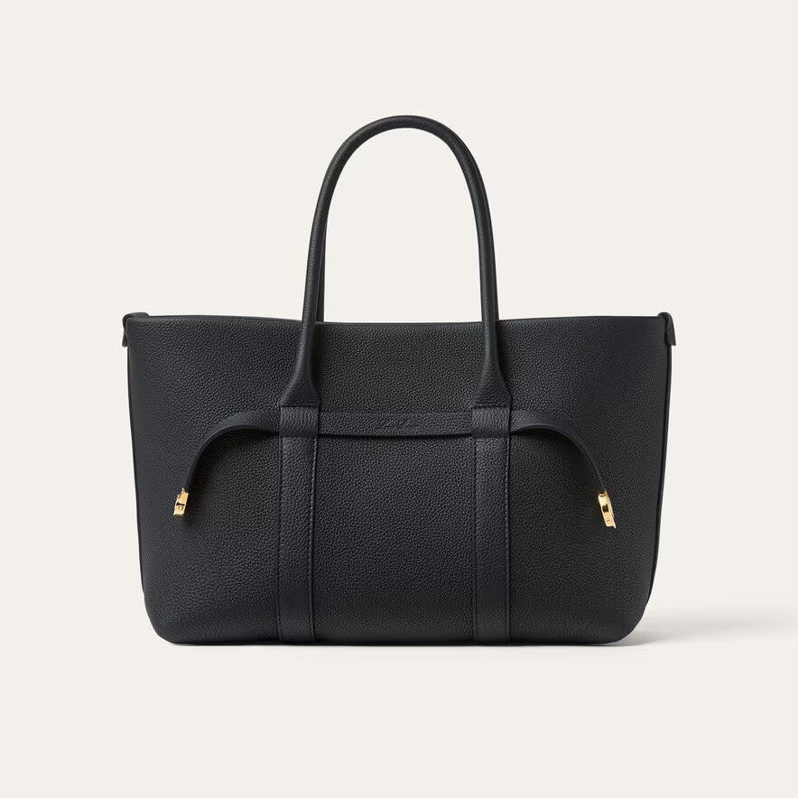 Loro Piana Ghiera Shopper Women's Classic Fashion Solid Color Ring Buckle Leather Tote Bag Bags #78198