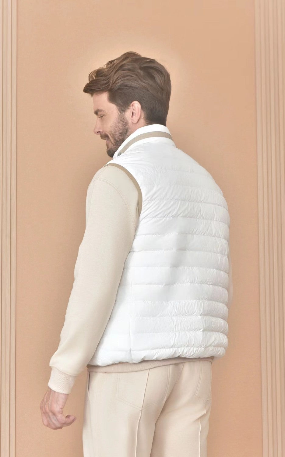 Brunello Cucinelli Men's Logo Embroidered High Neck Zipper Solid Color Fitted Straight Sleeveless Down Vest Ngvp #9665