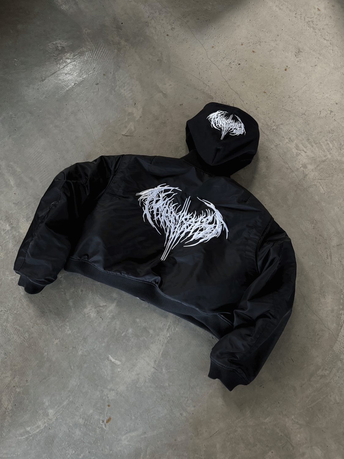 GRAILZ Playboi Carti Narcissist Cropped Bomber Jacket Men's Autumn And Winter Embroidered Logo Zipper Long Sleeve Solid Color Hooded Jacket Coat #71839
