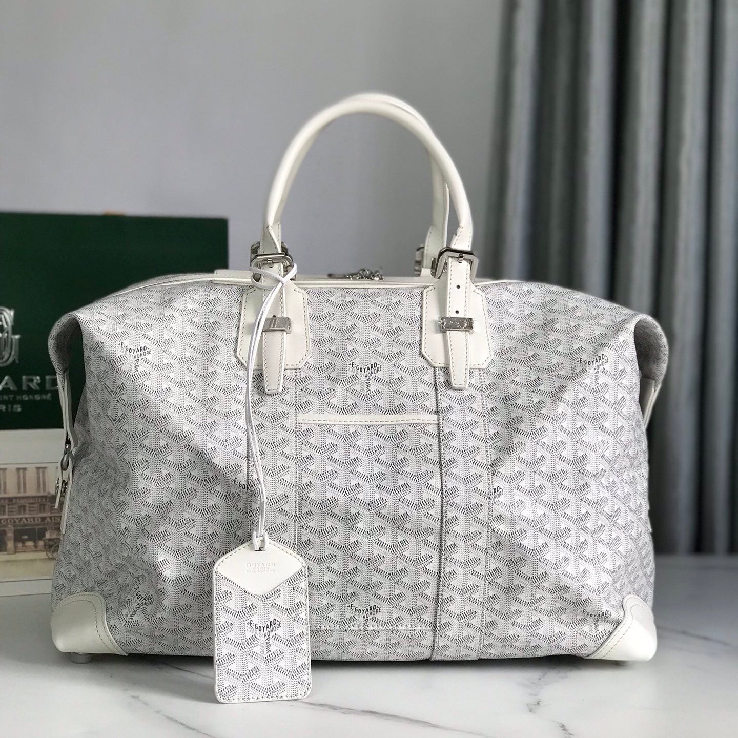 GOYARD Men's And Women's Old Flower Full Print Canvas Collocation Cowhide Shoulder Cross Handbag Travel Bag Bags #75471