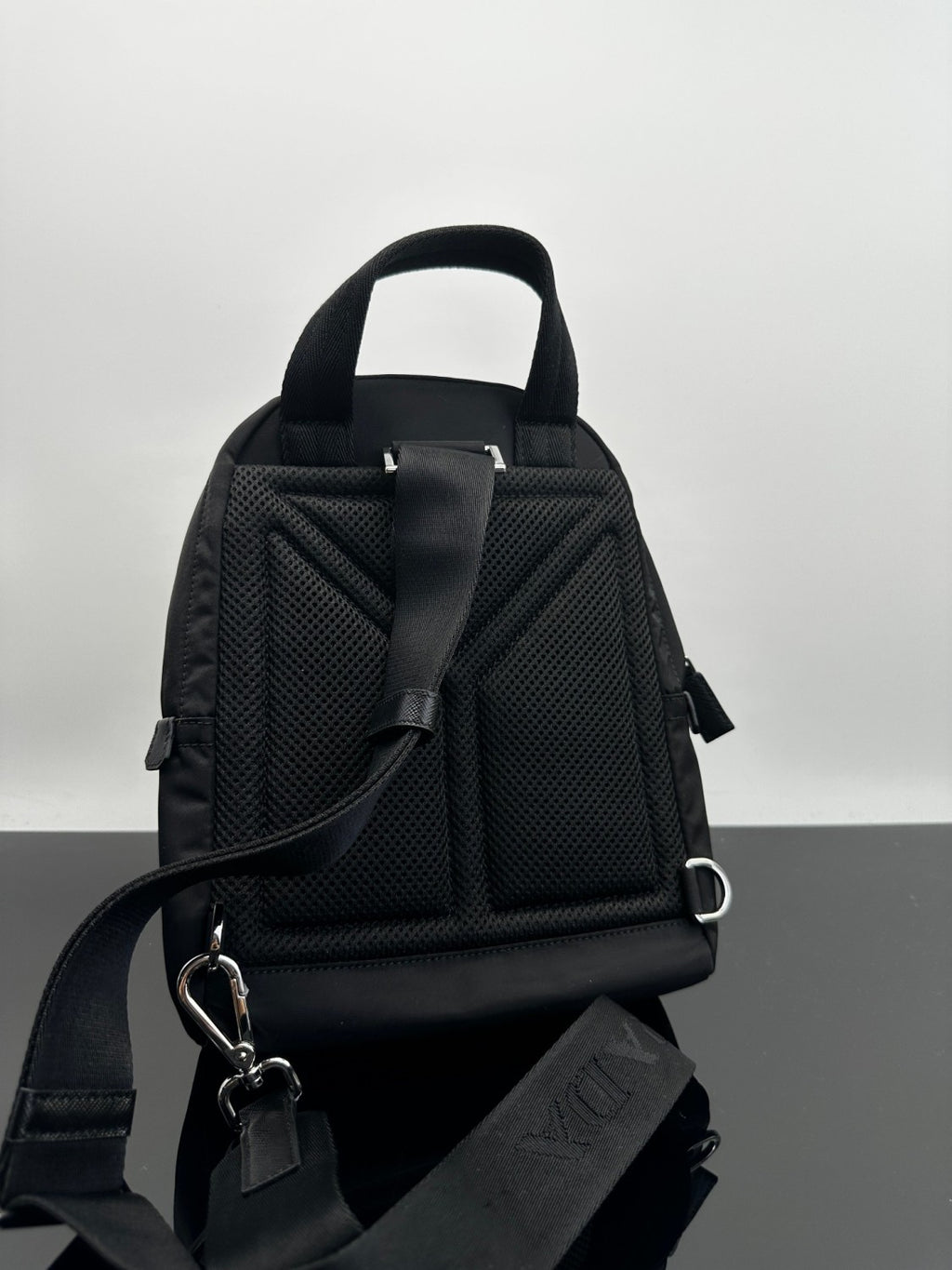 Prada Men's Solid Color Fashion Casual Triangle Logo Recycled Nylon Backpack Bags #78271