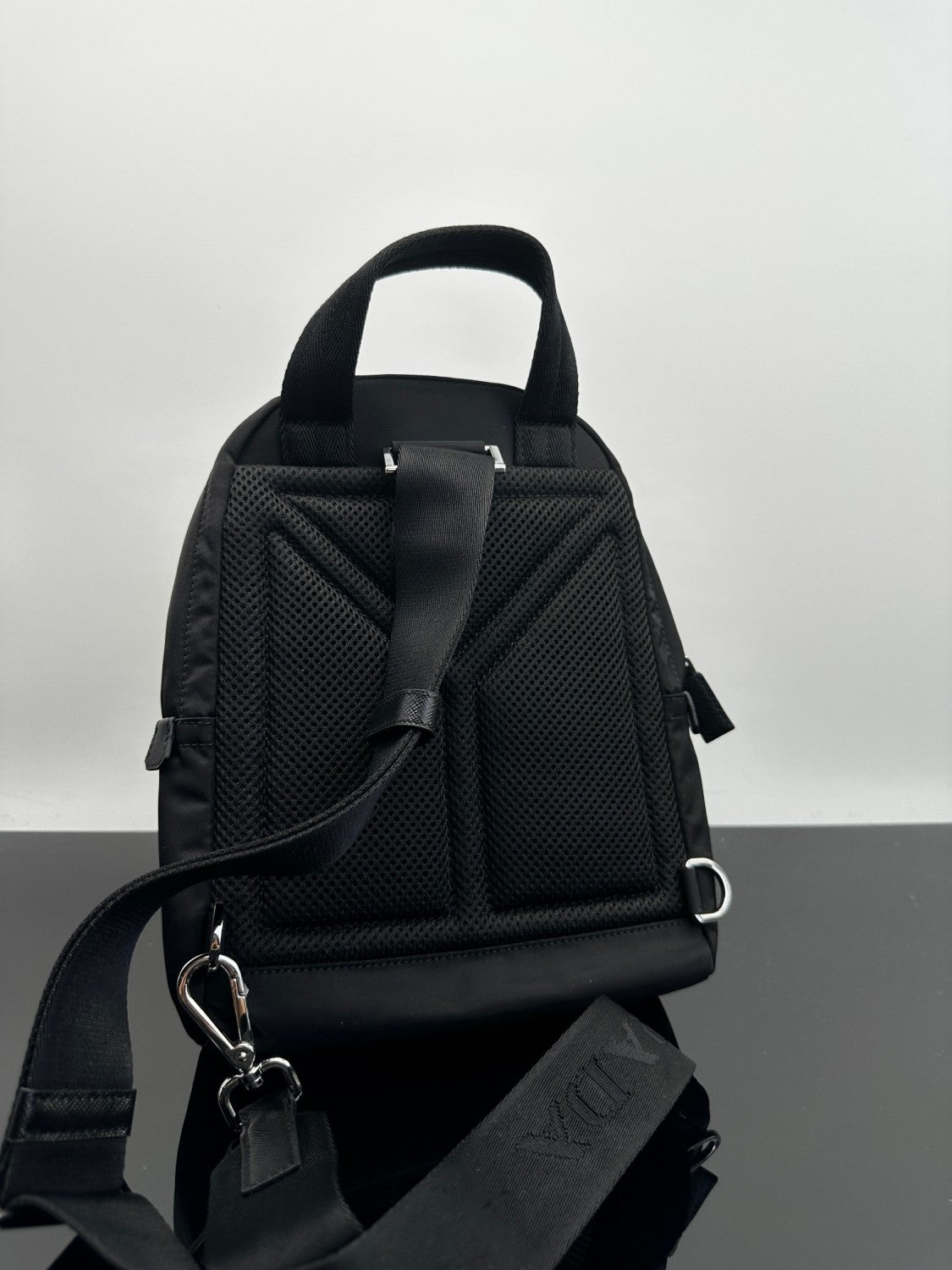 Prada Men's Solid Color Fashion Casual Triangle Logo Recycled Nylon Backpack Bags #78271
