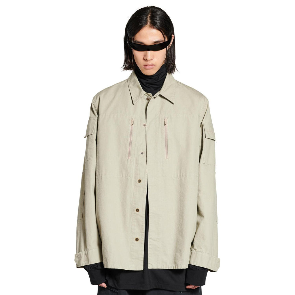 Balenciaga Men's Spring And Summer Solid Color Zipper Pocket Single Breasted Long Sleeve Shirt #75849