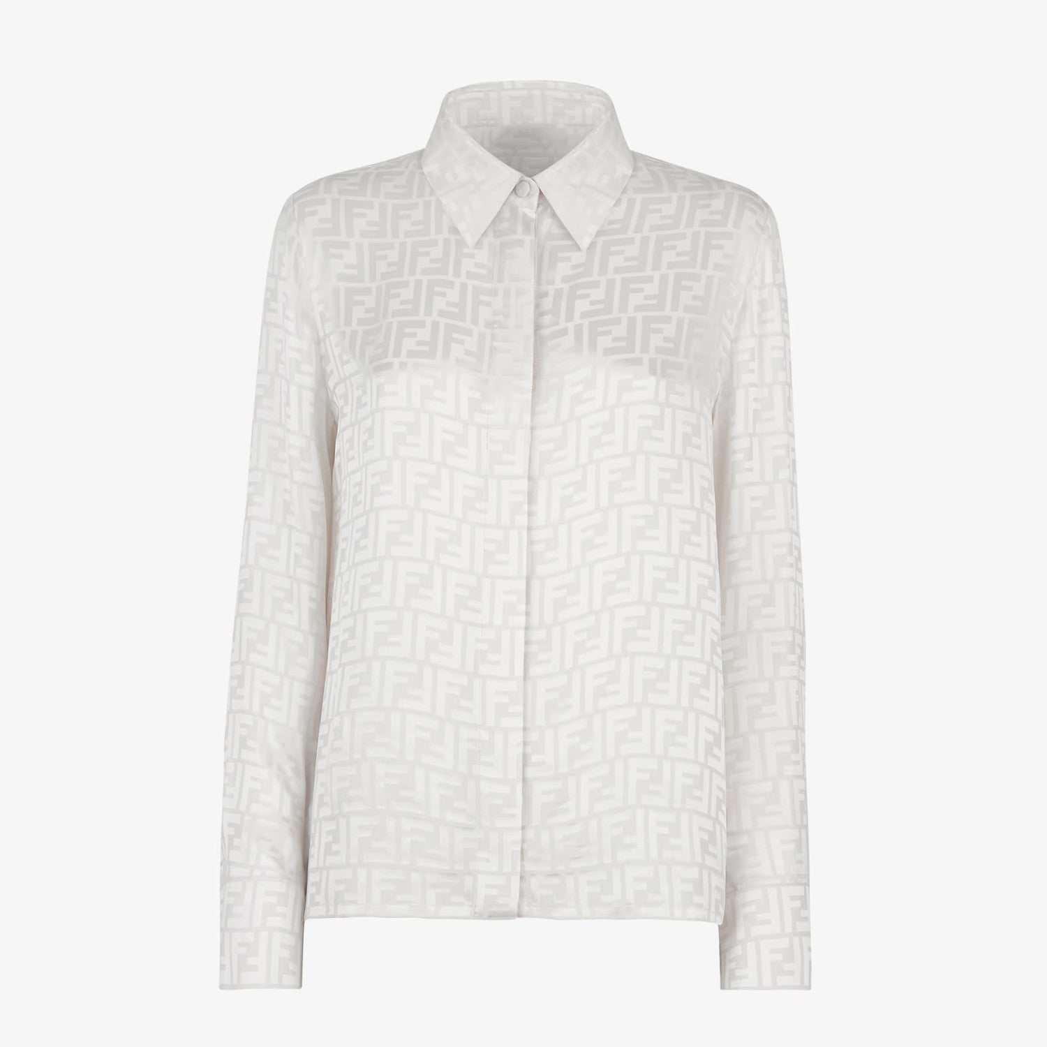 Fendi Men's Women's  Autumn And Winter New Silk Light Cotton Solid Color Lapel Shirt Ff Jacquard Logo Fashion Loose Casual Long-sleeved Shirt! #81616