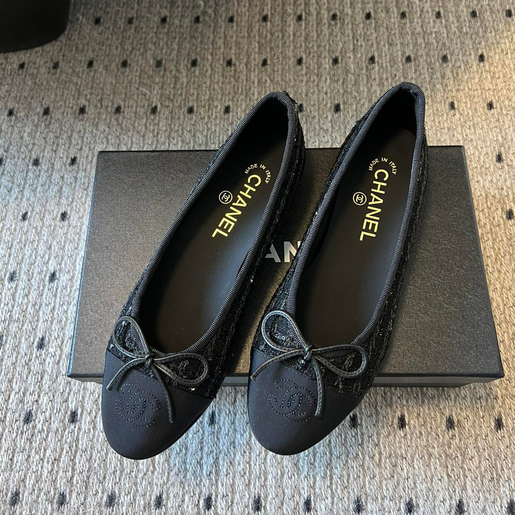 Chanel Women's Spring Summer Solid Colour Tweed Round Toe Ballet Sandal Shoes #76699
