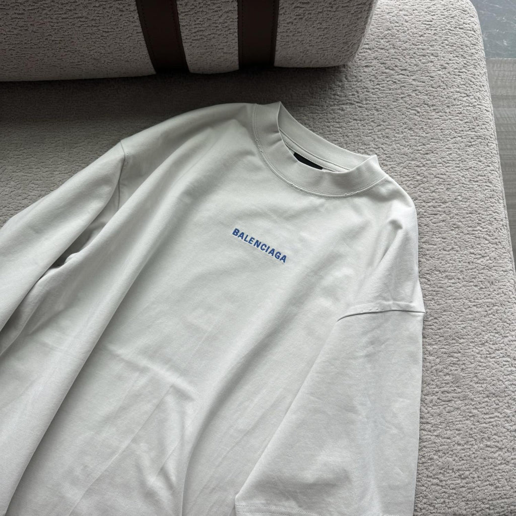 Balenciaga Men's And Women's Summer Solid Color Embroidered Letter Print Cotton Crew Neck Short Sleeve T-shirt #77879