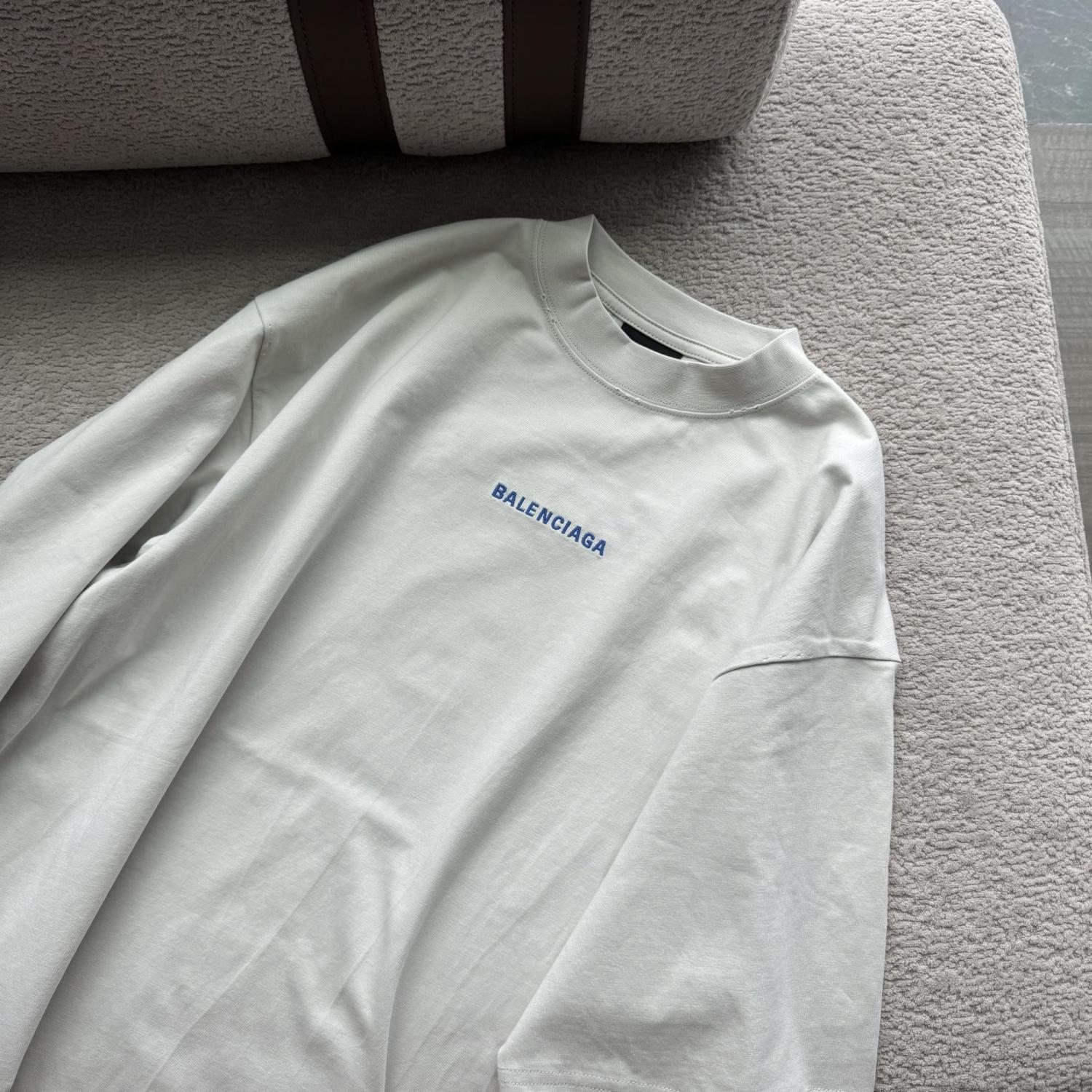 Balenciaga Men's And Women's Summer Solid Color Embroidered Letter Print Cotton Crew Neck Short Sleeve T-shirt #77879
