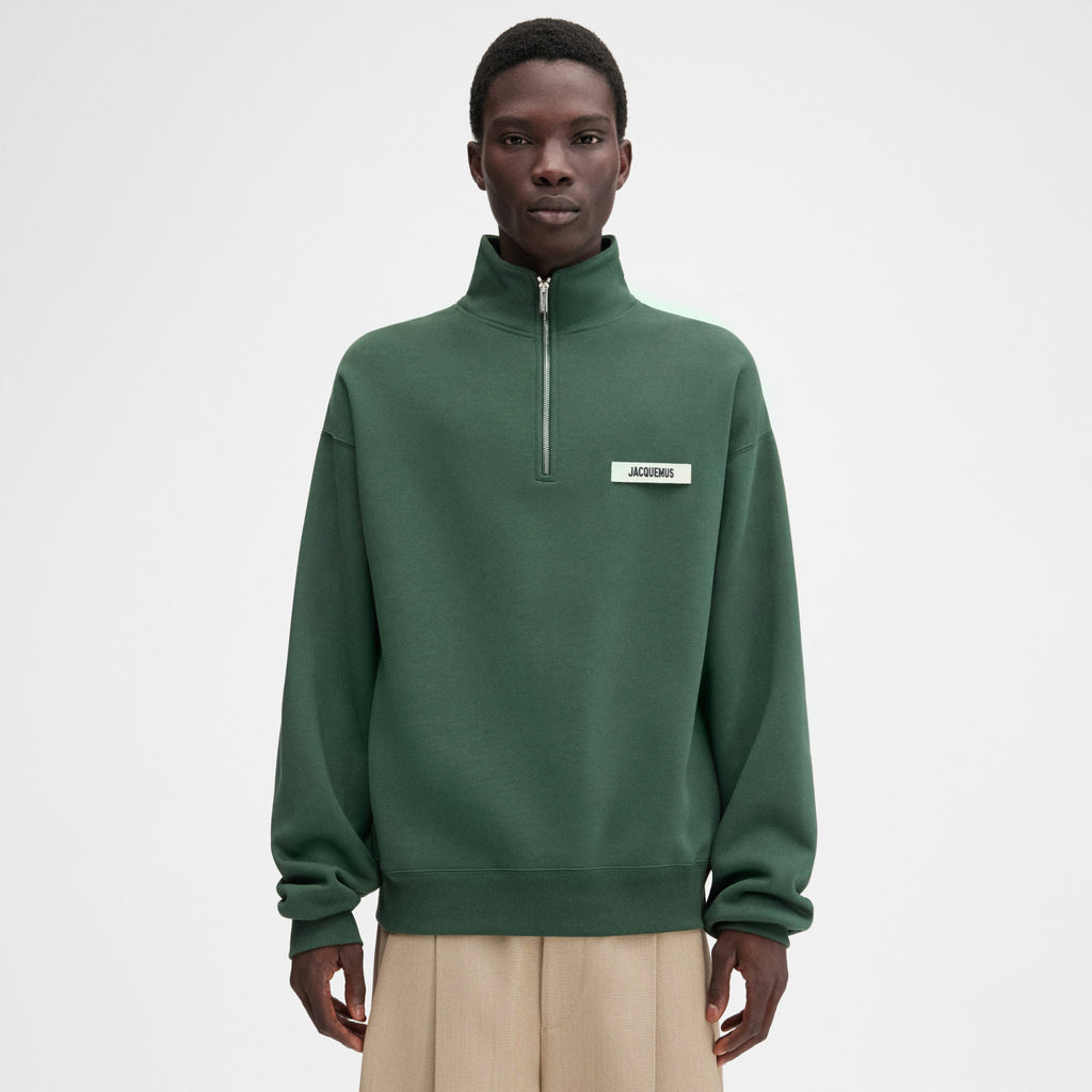 Jacquemus Men's Spring/Fall Fashion Casual High Neck Half Zip Embroidered Knit Logo Sweatshirt #78534