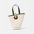 Jacquemus The small Bambola Women's Classic Fashionable Minimalist Detachable Shoulder Strap Metal Buckle Linen Leather Bucket Bag Tote Bag Handbag Bags #78241