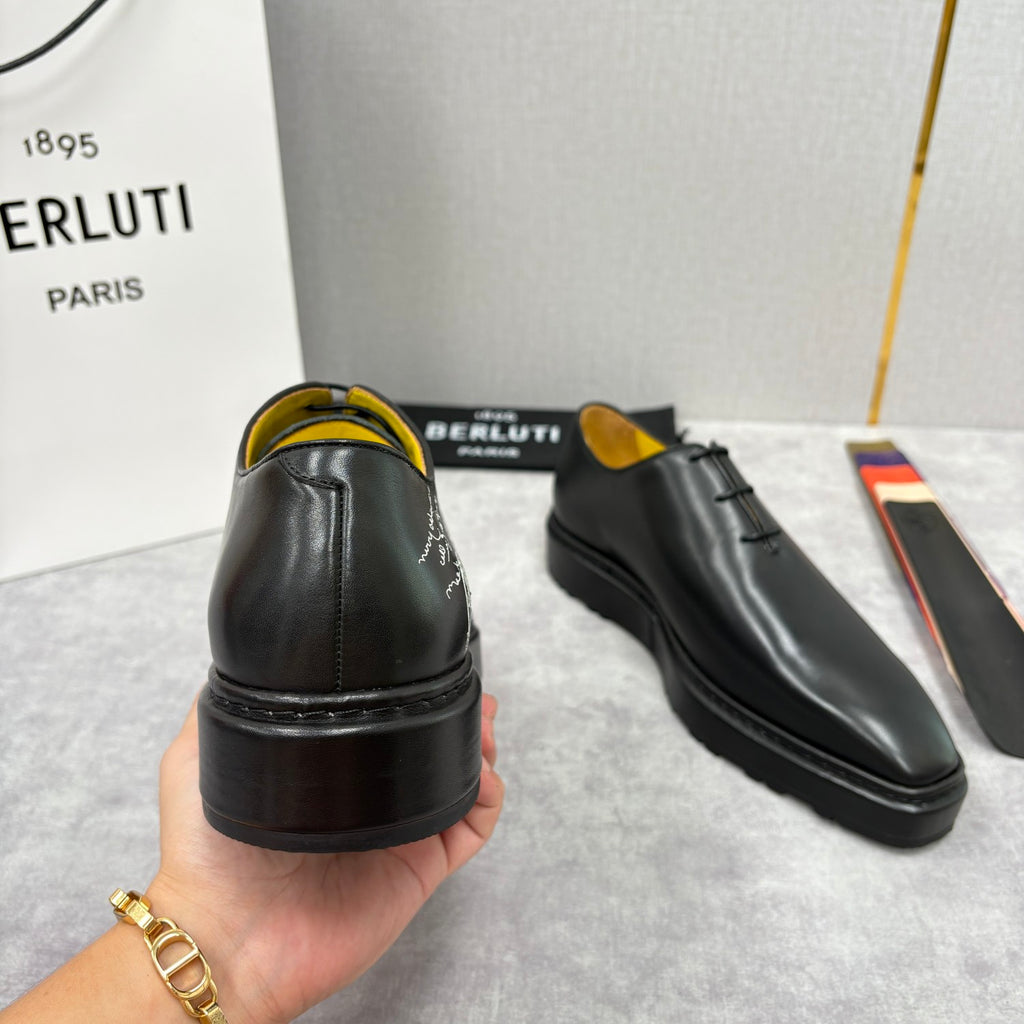 Berluti Men's Spring/Fall Classic Elegant Leather-Sourced Elastic Formal Midsole Dress Shoes #78574