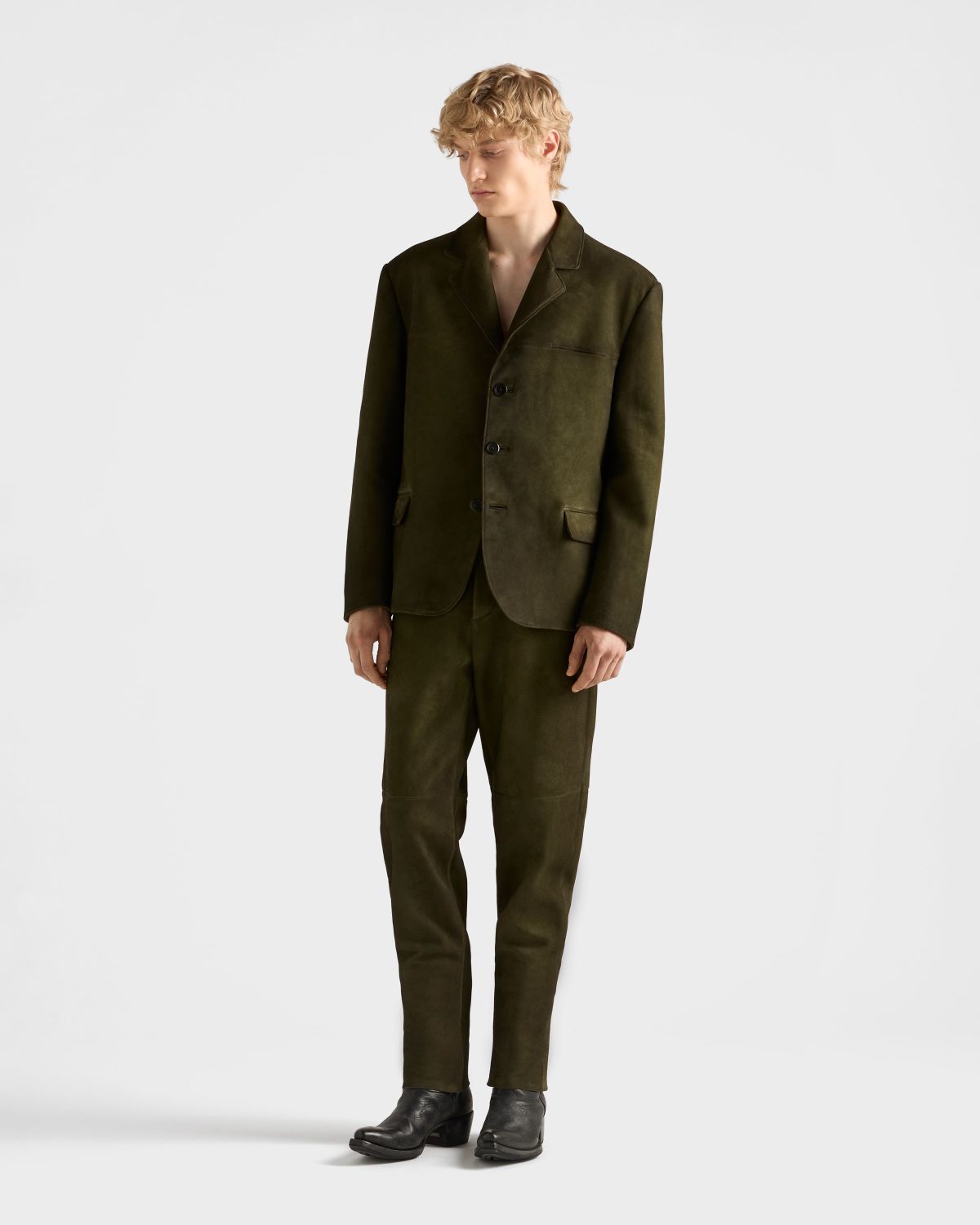 PRADA Men's Forest Green Suede Jacket #333462