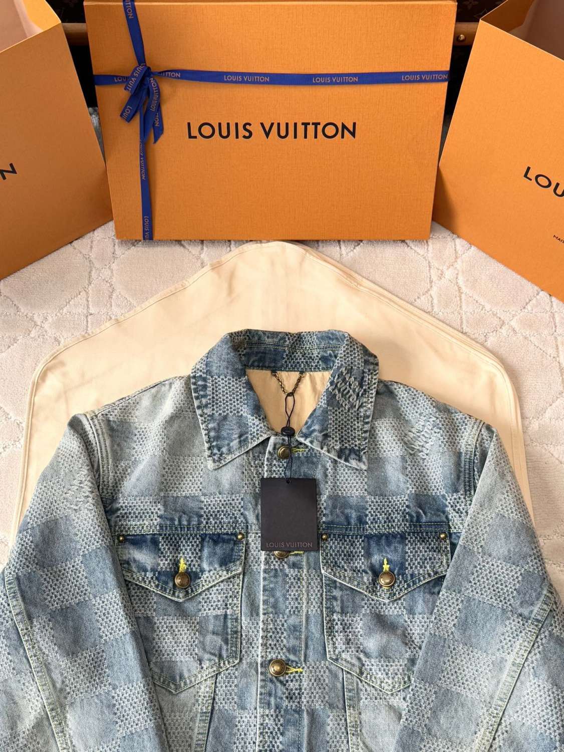Louis Vuitton Damier Classic Denim Jacket Pants #375744