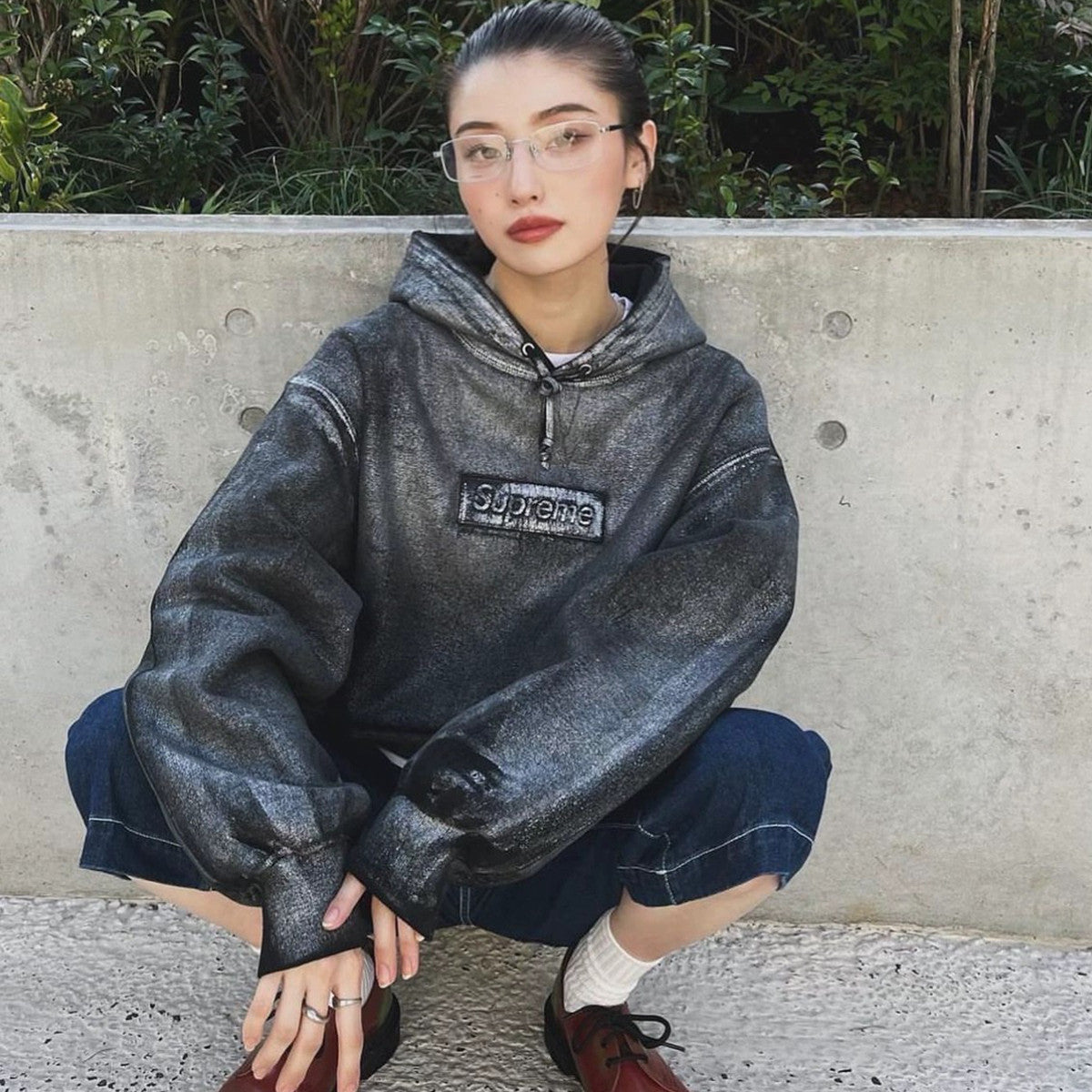 Supreme x MM6 Maison Margiela Men's And Women's Spring And Fall Paint Do Old Gradient Logo Hoodie Hooded Sweatshirt Casual Loose High Street Trend Tops  #71347