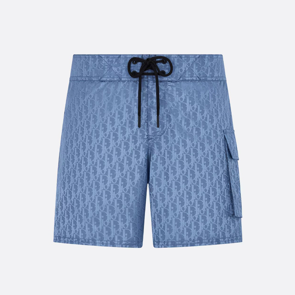 Dior Men's Summer Solid Color Logo Monogram Full Print Drawstring Tie Polyester Shorts Pants #72363