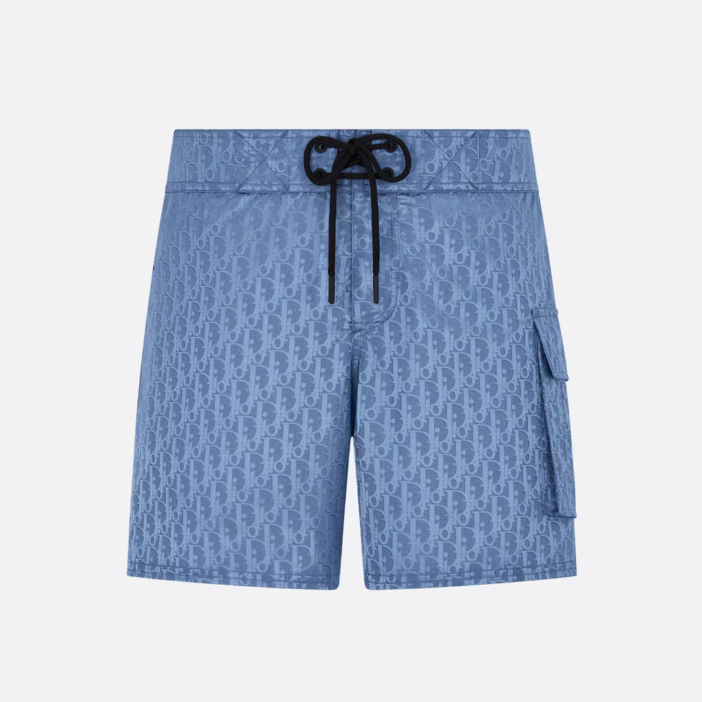 Dior Men's Summer Solid Color Logo Monogram Full Print Drawstring Tie Polyester Shorts Pants #72363