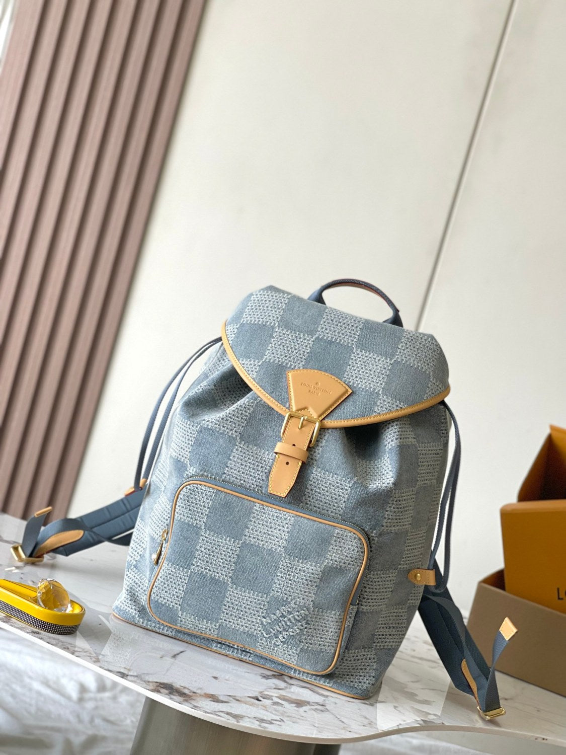 Louis Vuitton MONTSOURIS Men's Solid Colour Tessellated Printed Denim Shoulder Bag Backpacks Bags #76846