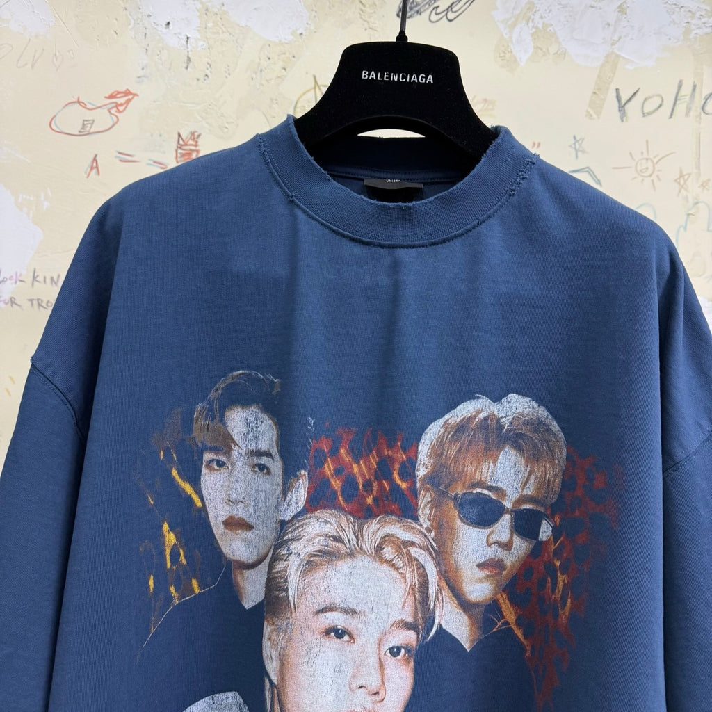 Balenciaga Men Women PP KRIT Printed Round Neck Short Sleeve Summer Cotton Solid Color Oversized T-Shirt #76599