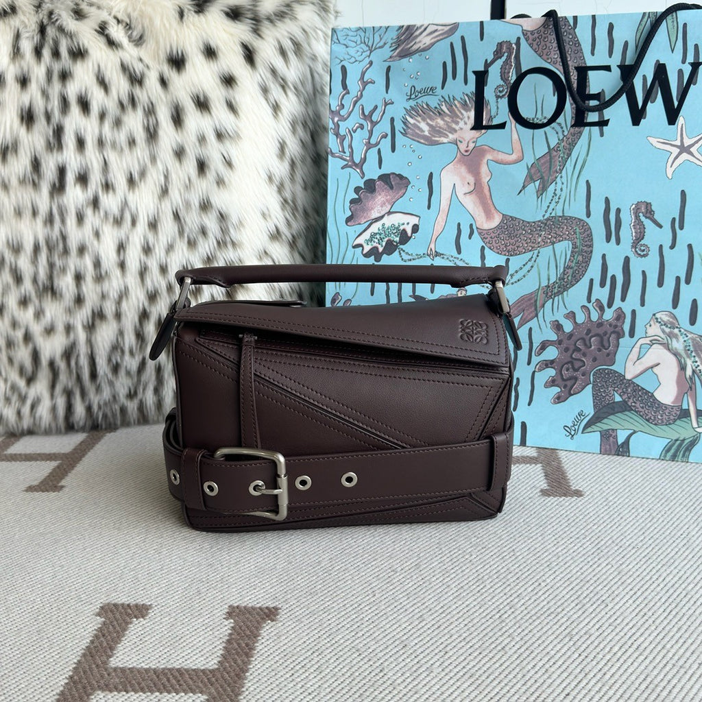 Loewe Puzzle Biker Women's Fashion Classic Solid-Color Geometric Print Glossy Cowhide Leather Puzzle Biker Handbag Bag Bags B510BP1X01 #78829