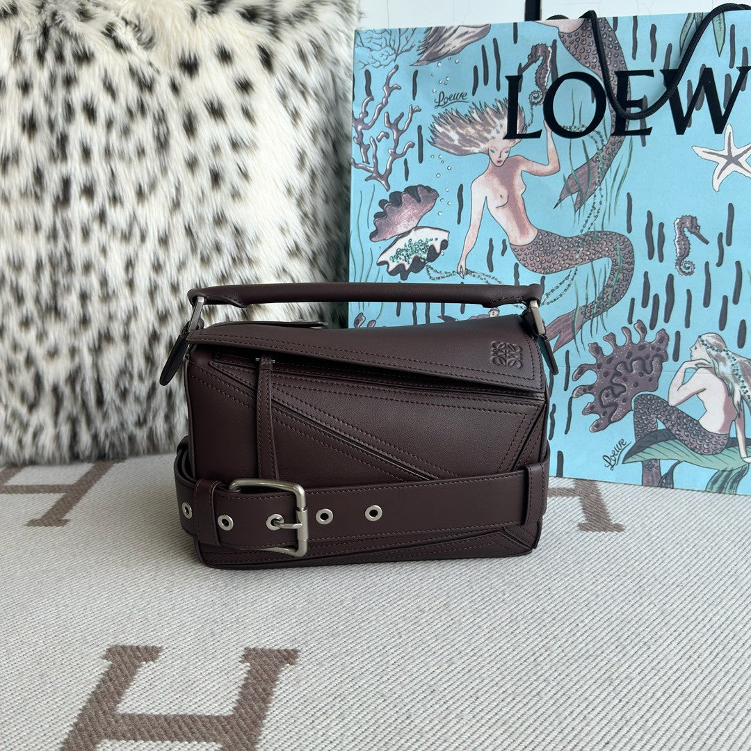 Loewe Puzzle Biker Women's Fashion Classic Solid-Color Geometric Print Glossy Cowhide Leather Puzzle Biker Handbag Bag Bags B510BP1X01 #78829