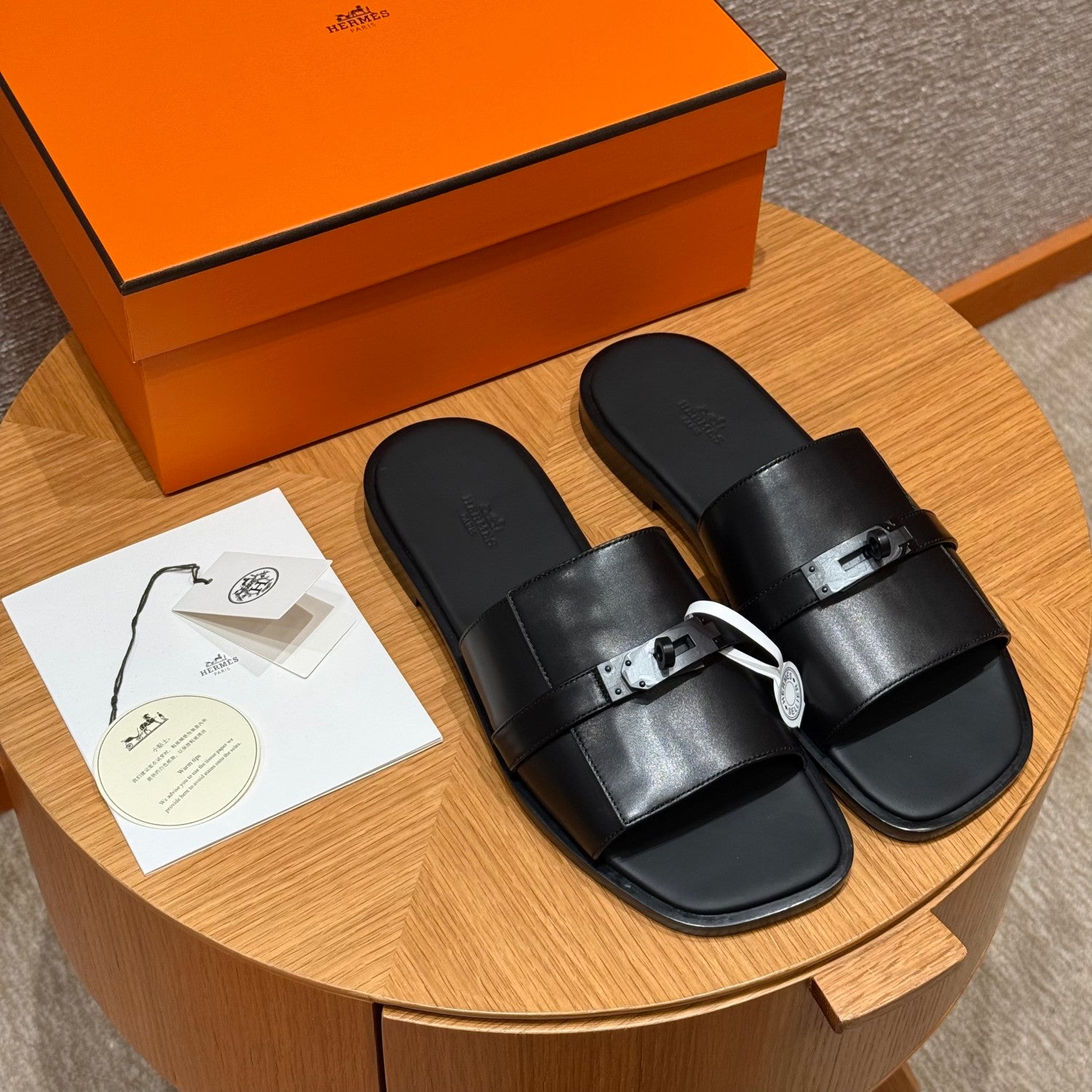 Hermes Gabriel Men's Summer Fashion Comfortable Logo Sandals Leather Casual Slippers #81144
