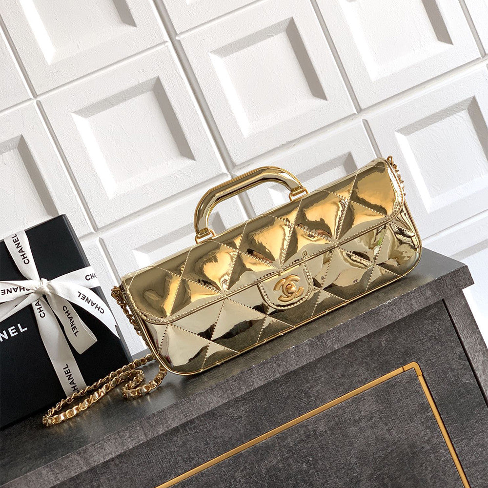 Chanel 25K Women's Classic Lattice Chain Shoulder Crossbody Bag Baguette Bag Calfskin Handbag #332609