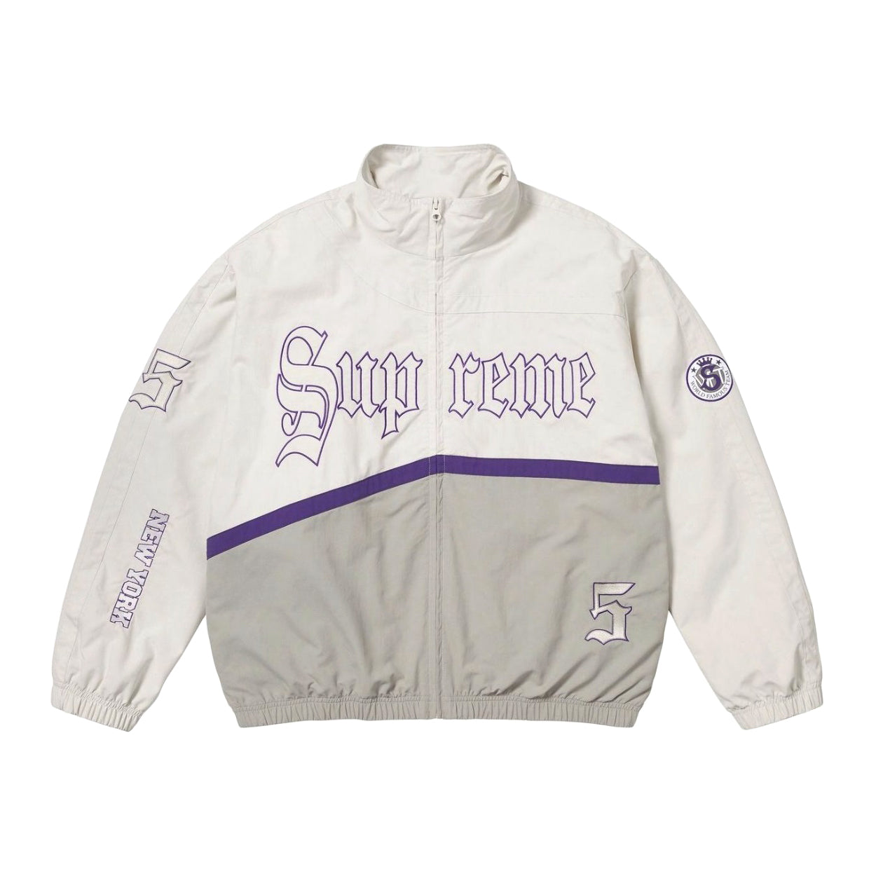 Supreme SS25 WEEK12 Old English Track Jacket Men's And Women's Spring/autumn Logo Pattern Patchwork Zipper Stand-up Collar Long-sleeved Jacket And Sweatpants Pants Set Suit #77832