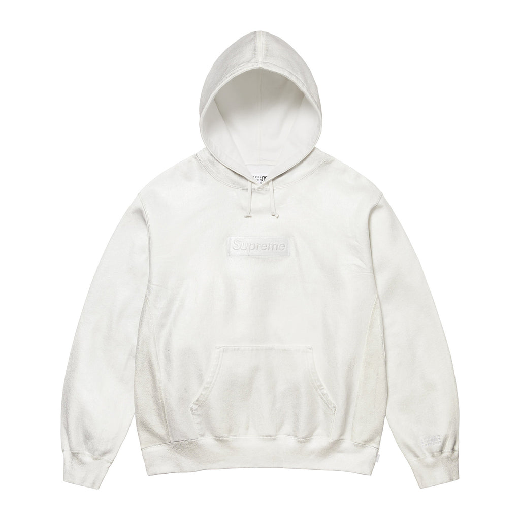 SUPREME/MM6 MAISON MARGIELA Men's and Women's Spring and Autumn Tie-Dye Washed Logo Solid Color Pocket Hooded Sweatshirt Pullover #73148
