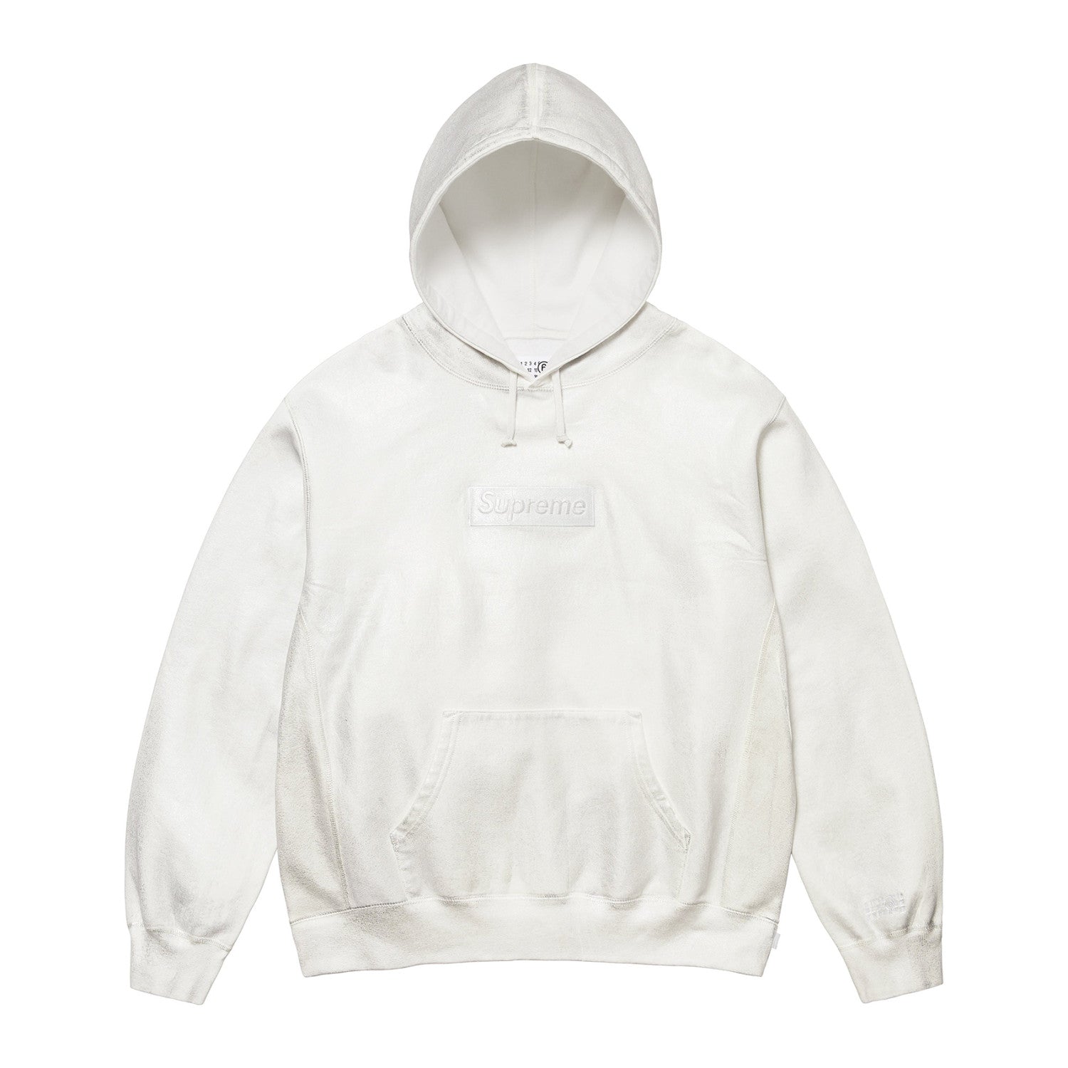 SUPREME/MM6 MAISON MARGIELA Men's and Women's Spring and Autumn Tie-Dye Washed Logo Solid Color Pocket Hooded Sweatshirt Pullover #73148