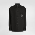 Dolce & Gabbana Men's Spring/Summer Solid Colour Embroidered Pattern Printed Single-Breasted Linen Fabric Long-Sleeved Shirt #77135